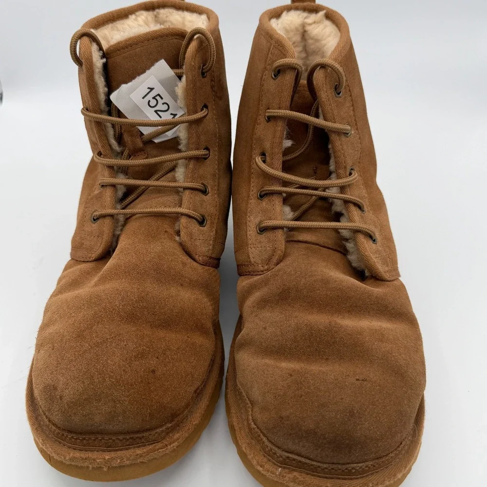 UGG Neumel Boots Mens Size 12 Good Chestnut Suede Lace Up Chukka